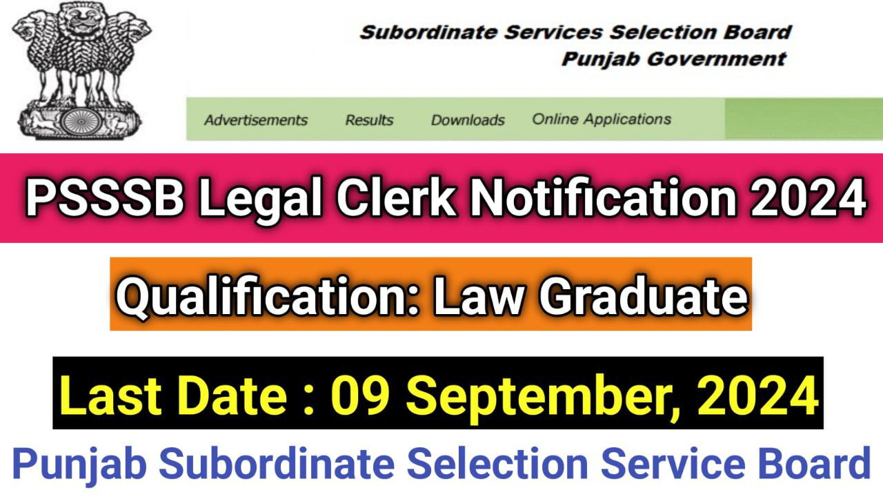 PSSSB Legal Clerk Notification 2024