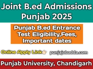 B.Ed Entrance Exam 2025 Punjab