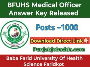 BFUHS Medical Officer Revised Answer Key 2025