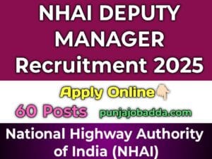 NHAI 60 Deputy Manager Vacancy Online Form 2025