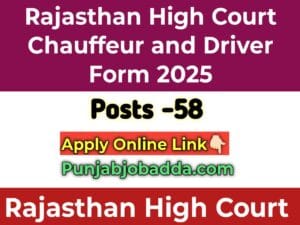 Rajasthan High Court Chauffeur and Driver Online Form 2025