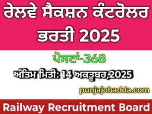Railway Section Controller Recruitment 2025