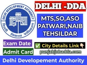 DDA Group A B C Exam City Details 2025