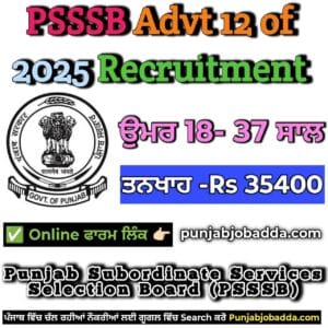 PSSSB Advt 12 of 2025 Technical Assistant