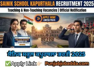 Sainik School Kapurthala Recruitment 2025