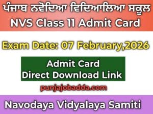 NVS Class 11 Admit Card 2026
