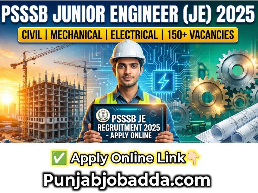 PSSSB Junior Engineer JE Recruitment 2025 – Online Application for 157 ...