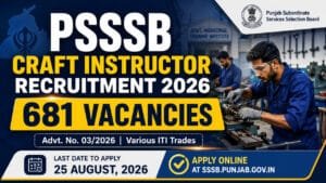 Punjab SSSB Craft Instructor Recruitment 2026