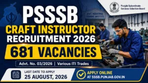 Punjab SSSB Craft Instructor Recruitment 2026